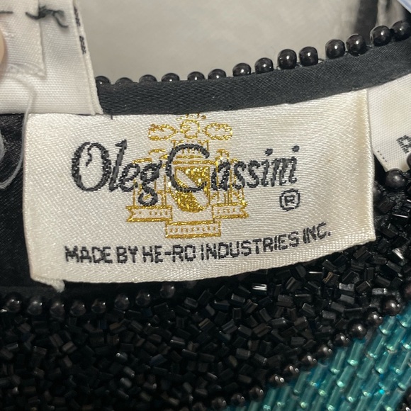 Oleg Cassin Beaded black, blue and green top - Picture 2 of 11